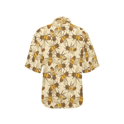 Bee Pattern Print Design BEE05 Women's Hawaiian Shirt