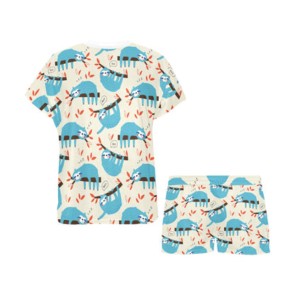 Sloth Print Design LKS3011 Women's Short Pajama Set