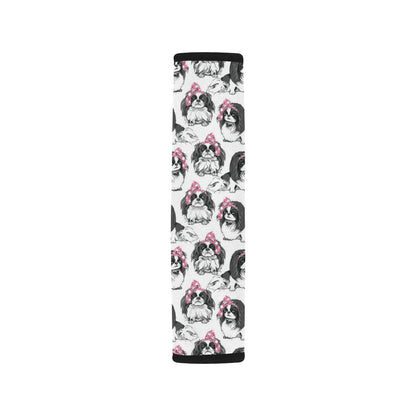 Japanese Chin Pattern Print Design 01 Car Seat Belt Cover
