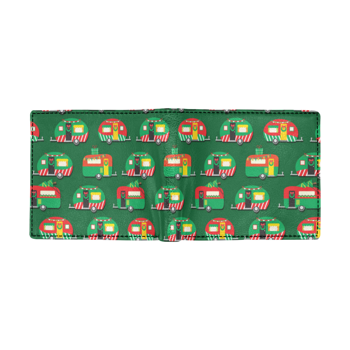 Camper Camping Christmas Themed Print Men's ID Card Wallet