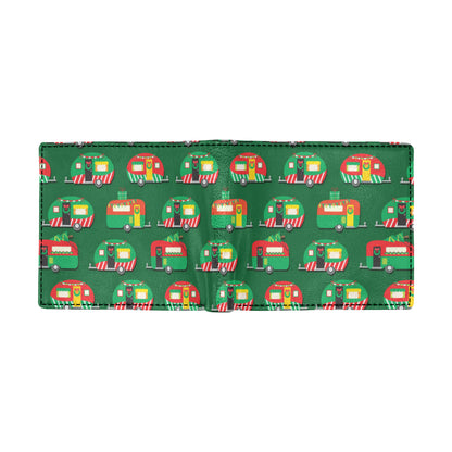 Camper Camping Christmas Themed Print Men's ID Card Wallet