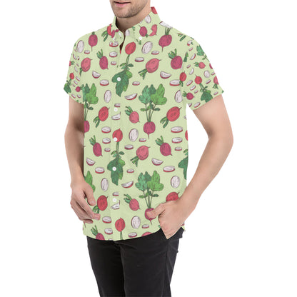 Radish Pattern Print Design A04 Men's Short Sleeve Button Up Shirt