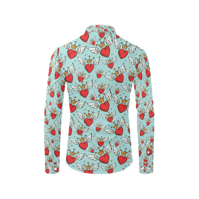 Angel Wings Heart Pattern Print Design 02 Men's Long Sleeve Shirt