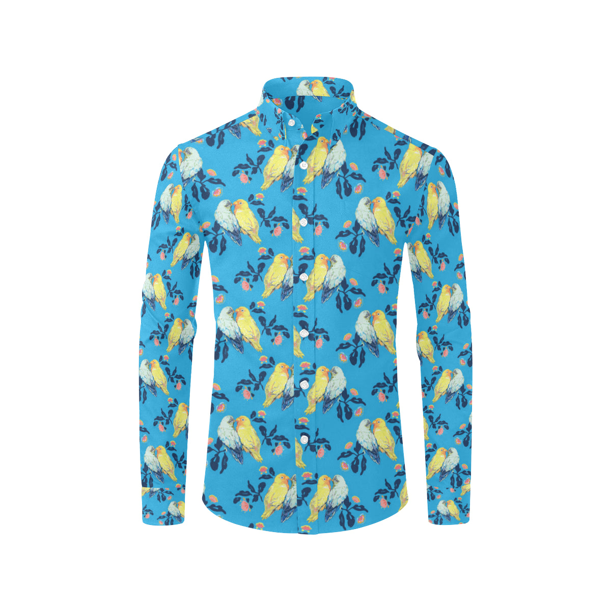 Lovebird Pattern Print Design 03 Men's Long Sleeve Shirt