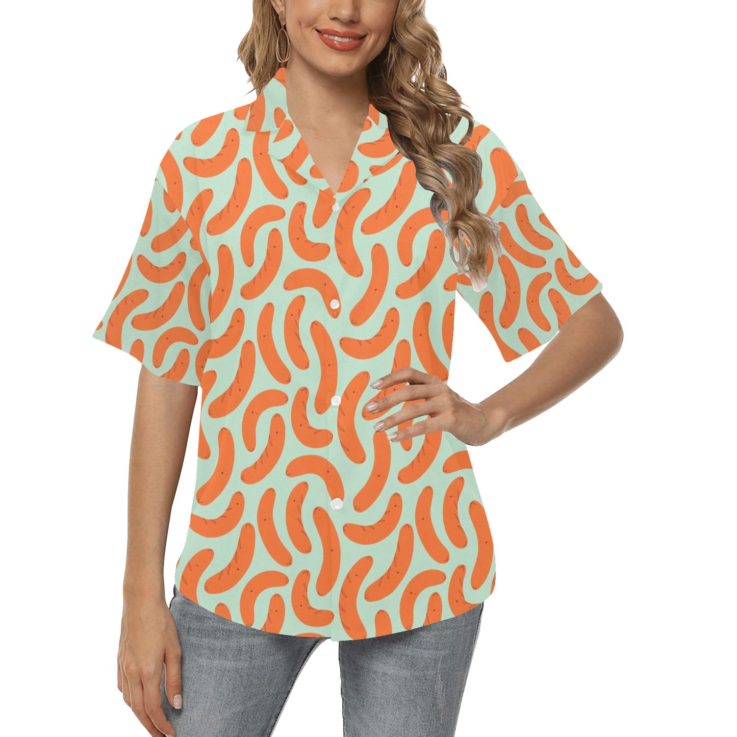 Sausage Print Design LKS304 Women's Hawaiian Shirt