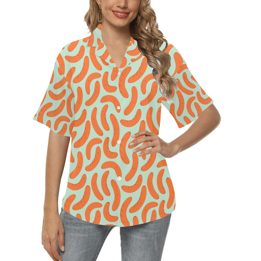 Sausage Print Design LKS304 Women's Hawaiian Shirt
