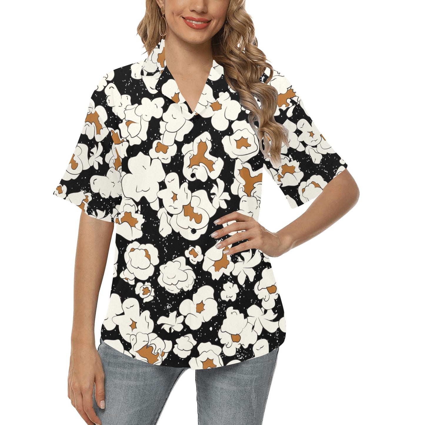 Popcorn Pattern Print Design A02 Women's Hawaiian Shirt
