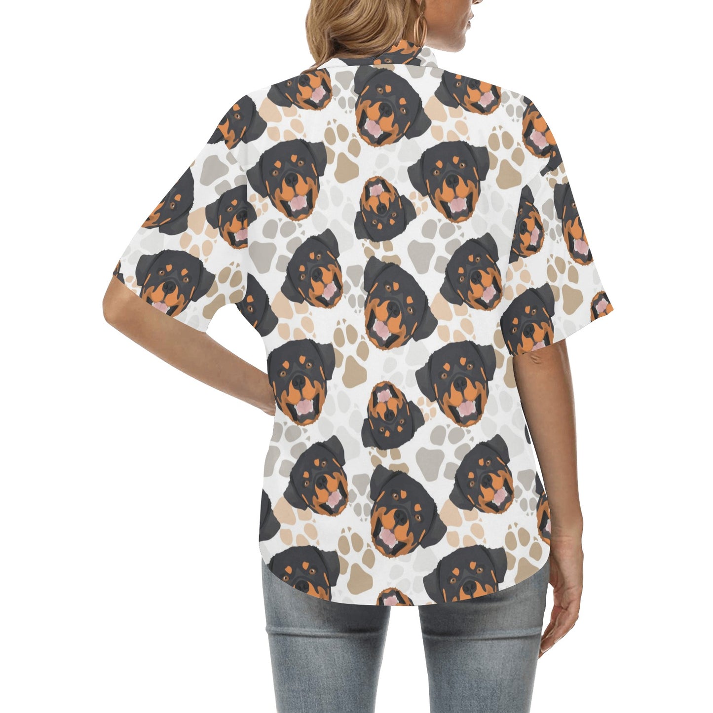 Rottweiler Pattern Print Design A03 Women's Hawaiian Shirt