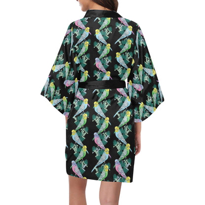 Budgerigar Pattern Print Design 03 Women's Short Kimono