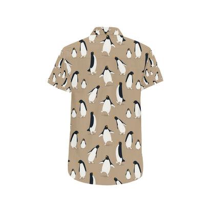 Penguin Pattern Print Design A01 Men's Short Sleeve Button Up Shirt