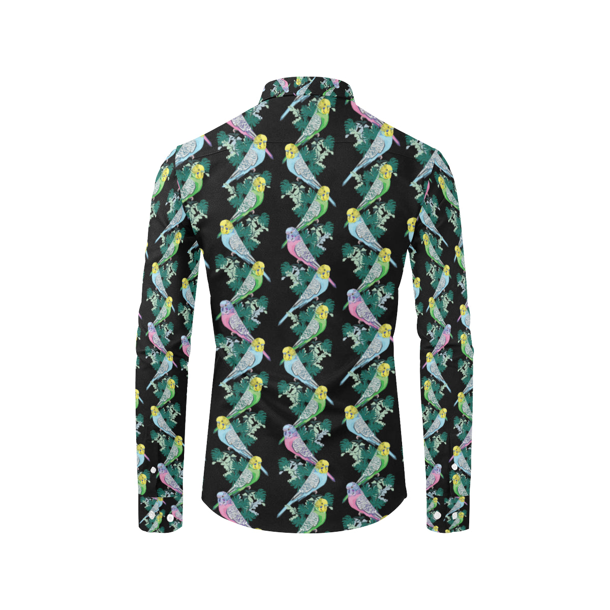 Budgerigar Pattern Print Design 03 Men's Long Sleeve Shirt