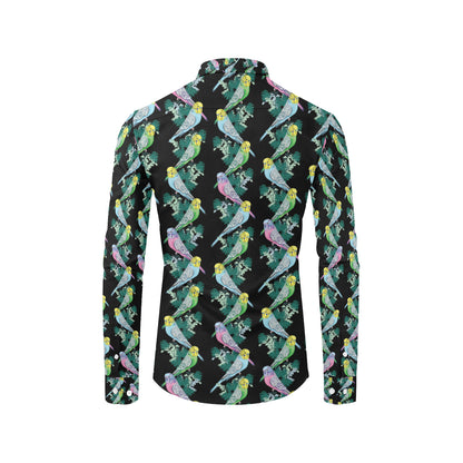 Budgerigar Pattern Print Design 03 Men's Long Sleeve Shirt