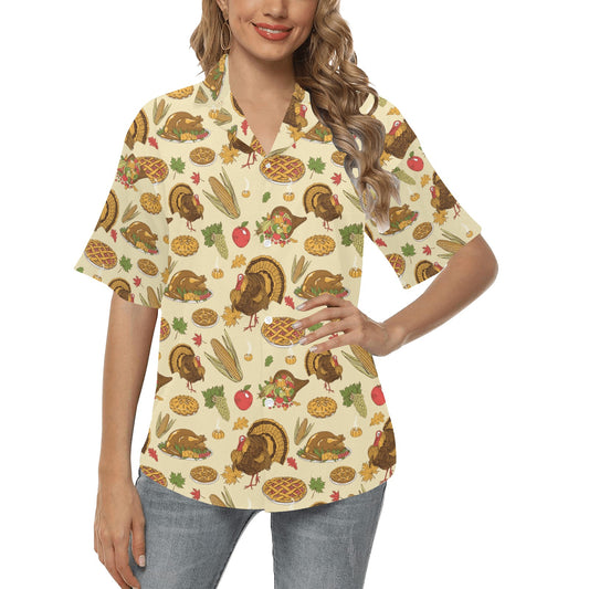Turkey Pattern Print Design 02 Women's Hawaiian Shirt