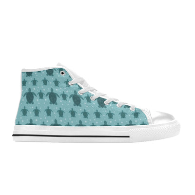 Sea Turtle Print Design LKS305 High Top Women's White Shoes