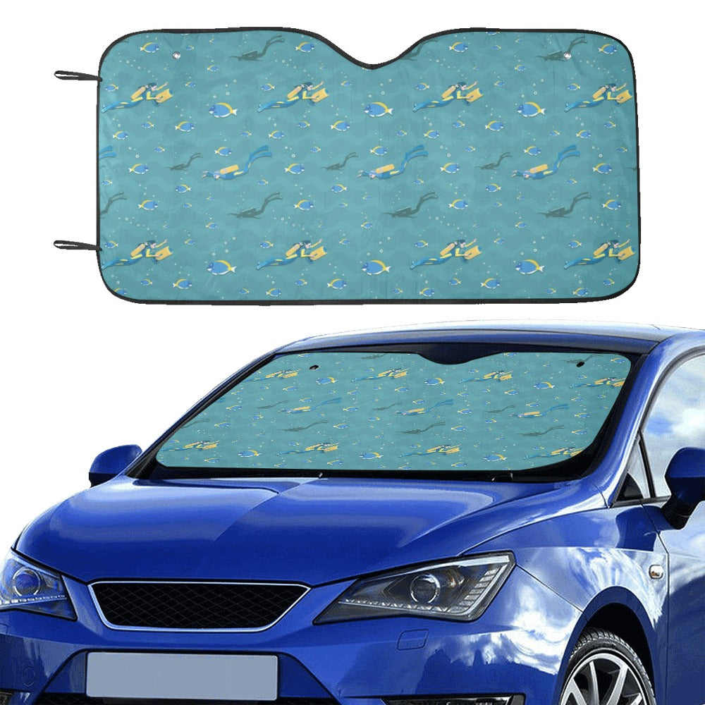 Scuba Driving Pattern Print Design LKS306 Car front Windshield Sun Shade