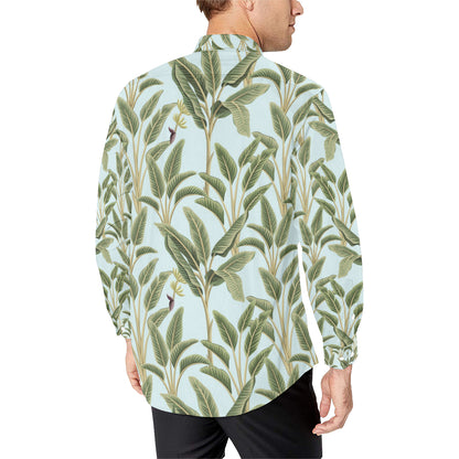 Banana Leaf Pattern Print Design BL03 Men's Long Sleeve Shirt