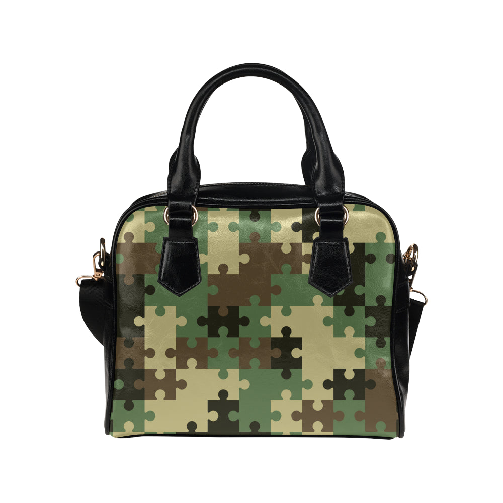 Puzzle Camo Pattern Print Design A03 Shoulder Handbag