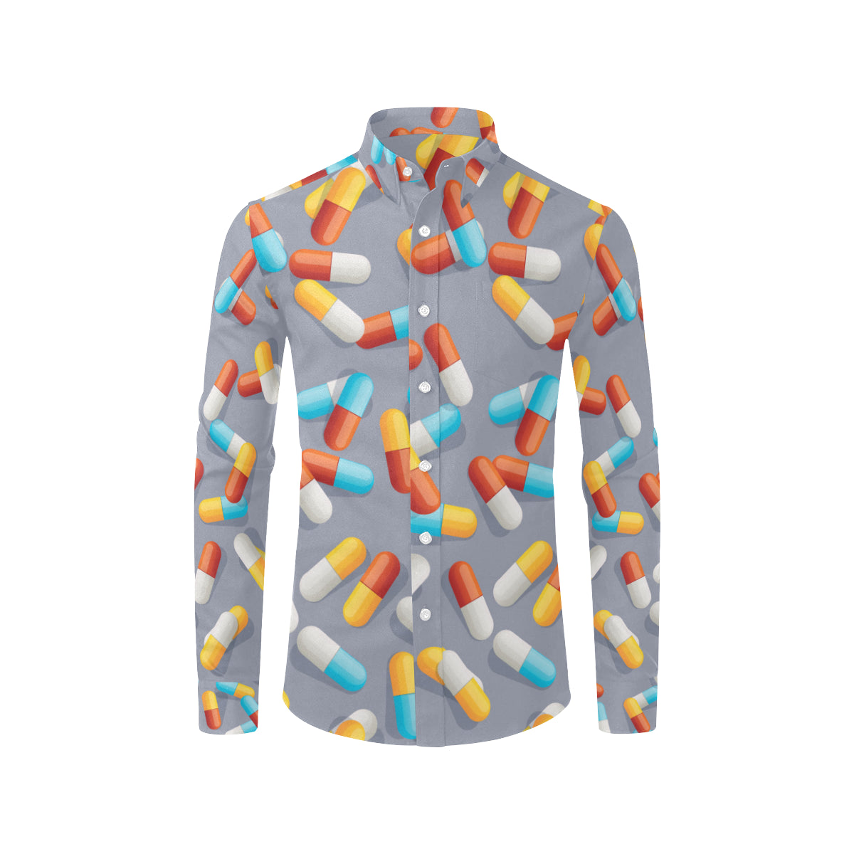 Pill Pattern Print Design A01 Men's Long Sleeve Shirt
