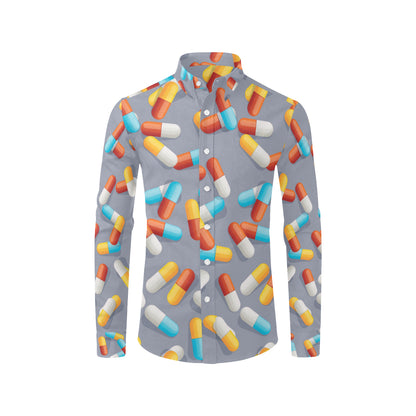 Pill Pattern Print Design A01 Men's Long Sleeve Shirt