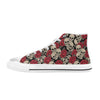 Skull And Roses Print Design LKS301 High Top Women's White Shoes