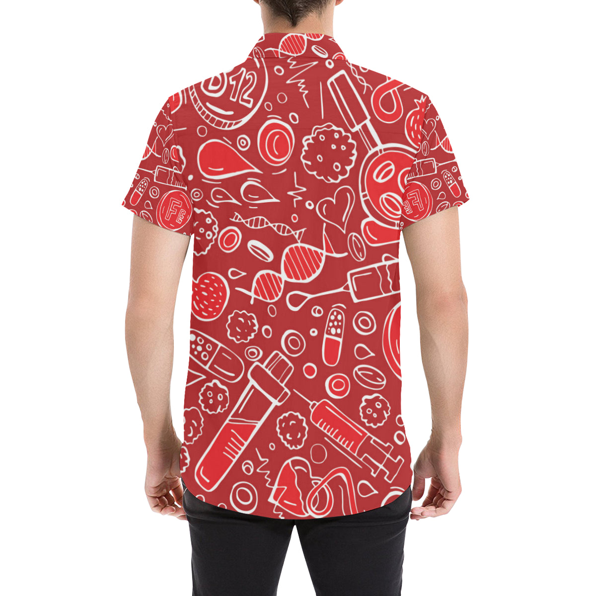 Phlebotomist Pattern Print Design A02 Men's Short Sleeve Button Up Shirt