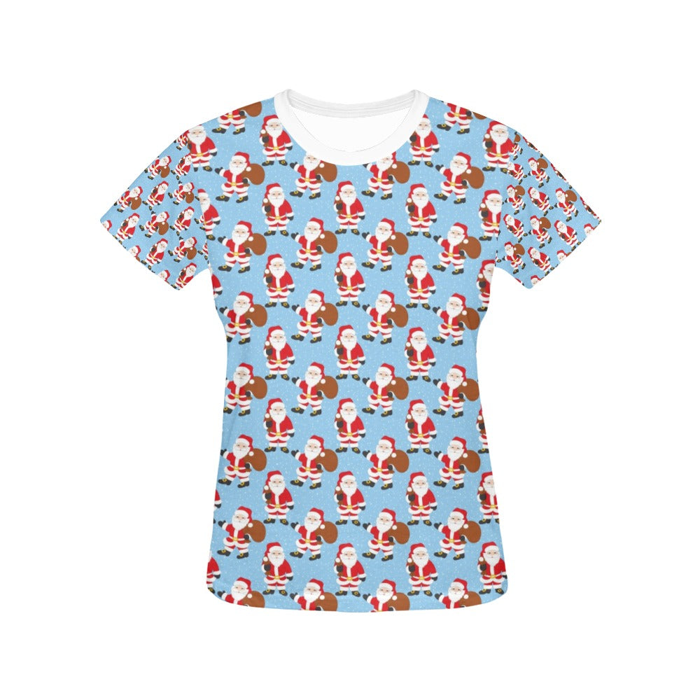 Santa Christmas Themed Print Design LKS305 Women's  T-shirt