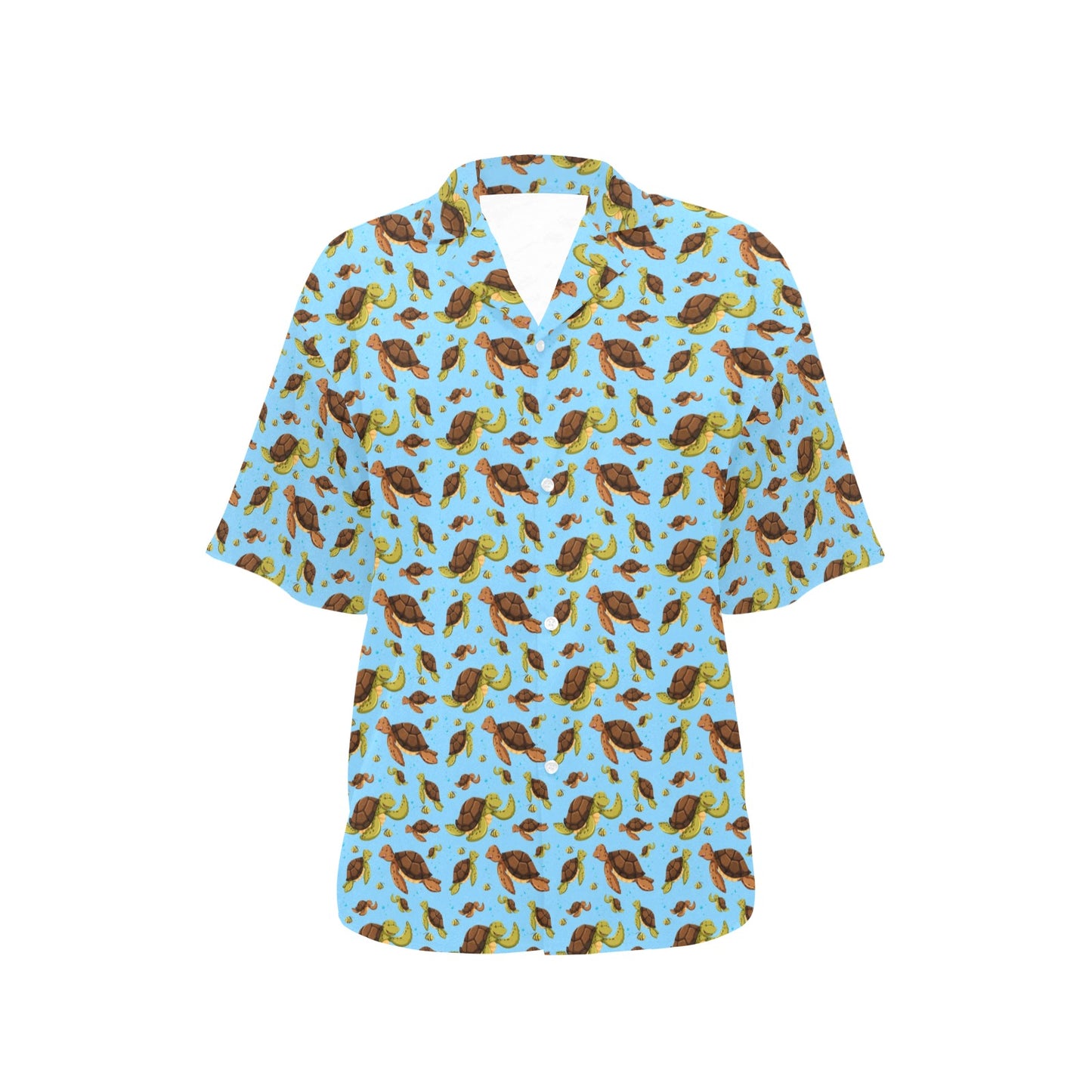 Hello Sea Turtle Print Pattern Women's Hawaiian Shirt