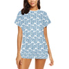 Wave Print Design LKS306 Women's Short Pajama Set