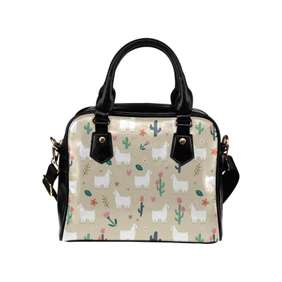 Llama Cactus Pattern Print Design 09 Shoulder Handbag