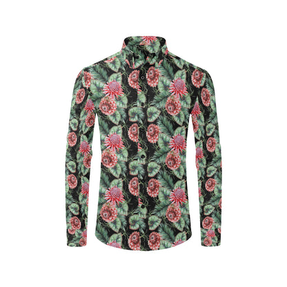 Dahlia Pattern Print Design DH06 Men's Long Sleeve Shirt