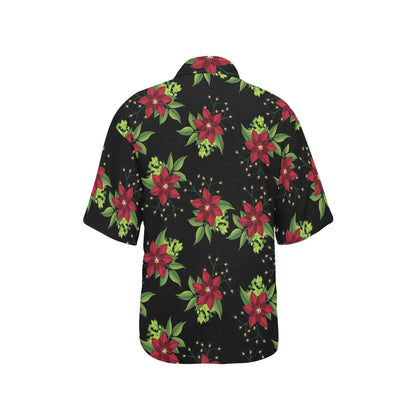 Poinsettia Pattern Print Design A01 Women's Hawaiian Shirt