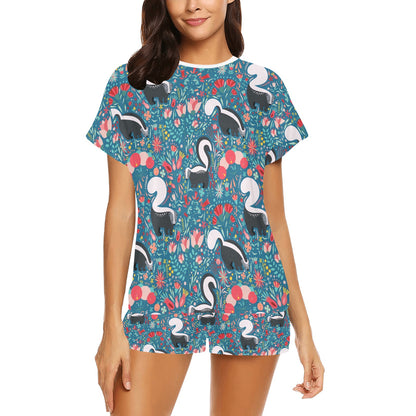 Skunk Print Design LKS302 Women's Short Pajama Set