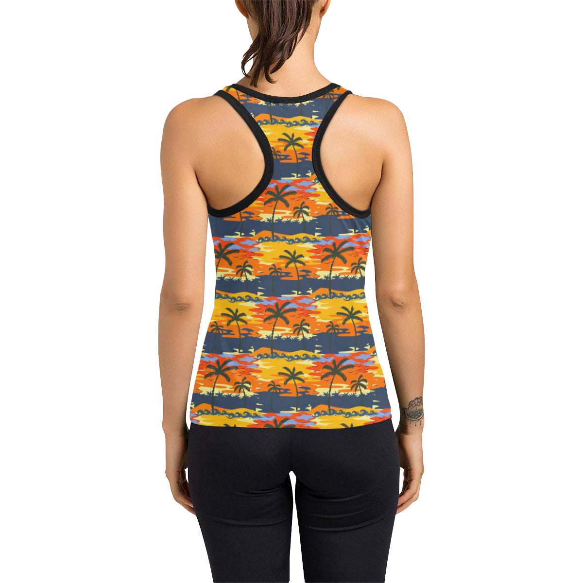 Palm Tree Pattern Print Design PT010 Women's Racerback Tank Top