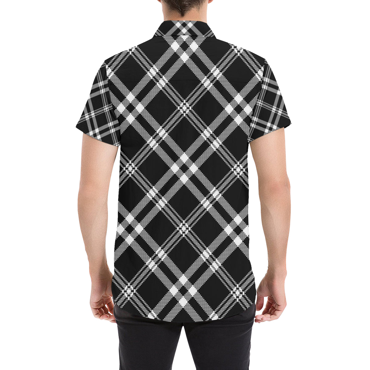 Madras Pattern Print Design 03 Men's Short Sleeve Button Up Shirt