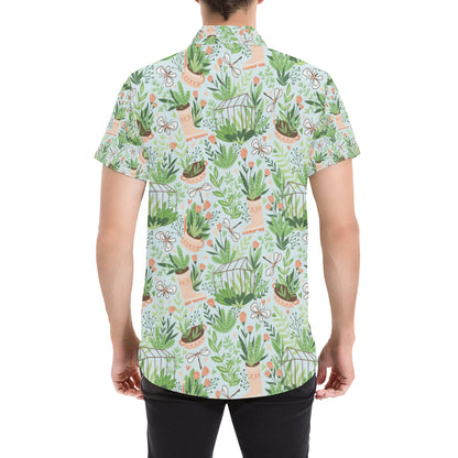Gardening Pattern Print Design G04 Men's Short Sleeve Button Up Shirt