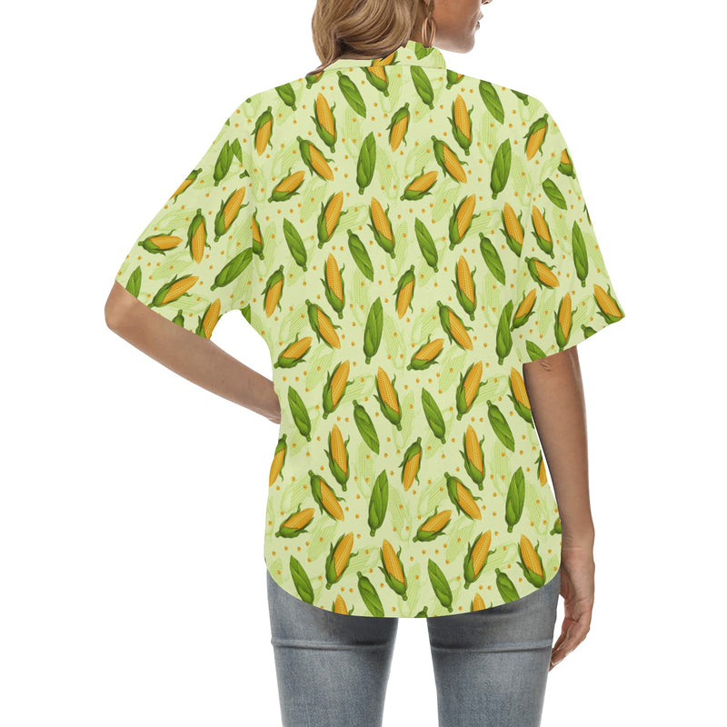 Agricultural Fresh Corn cob Print Pattern Women's Hawaiian Shirt