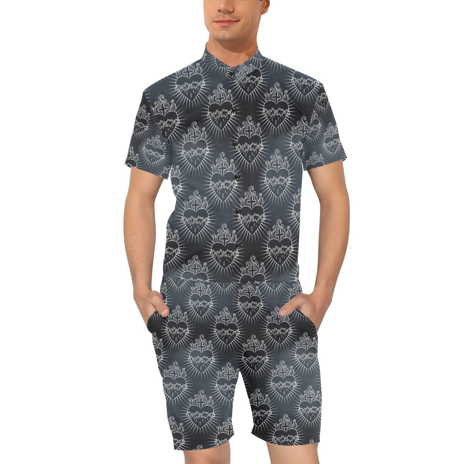 Christian Heart Tattoo Style Men's Romper