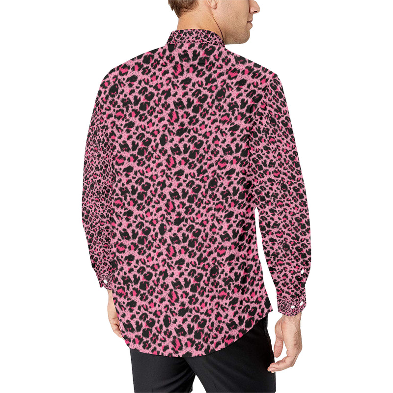 Cheetah Pink Pattern Print Design 01 Men's Long Sleeve Shirt