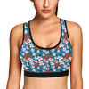 Sea Turtle Pink Hibiscus Hawaiian Print Sports Bra