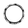 Tie Dye Black White Design Print Steering Wheel Cover with Elastic Edge