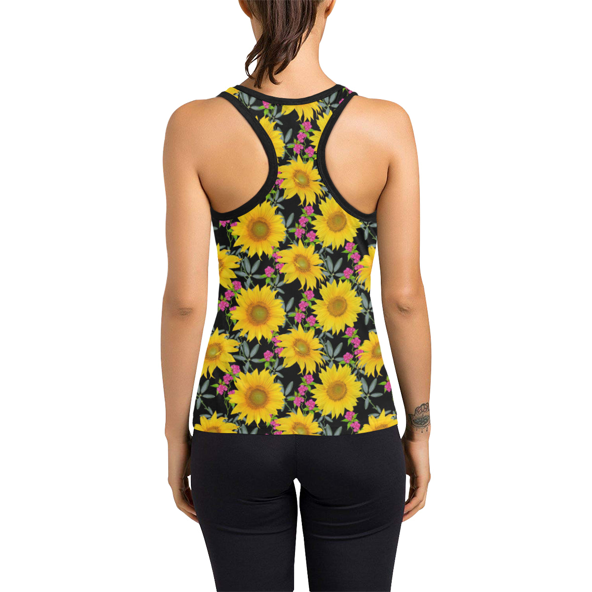 Sunflower Pattern Print Design SF014 Women's Racerback Tank Top