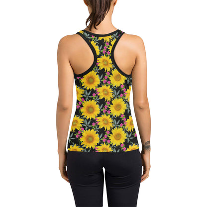 Sunflower Pattern Print Design SF014 Women's Racerback Tank Top