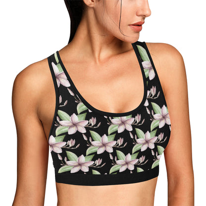 Plumeria Pattern Print Design PM02 Sports Bra