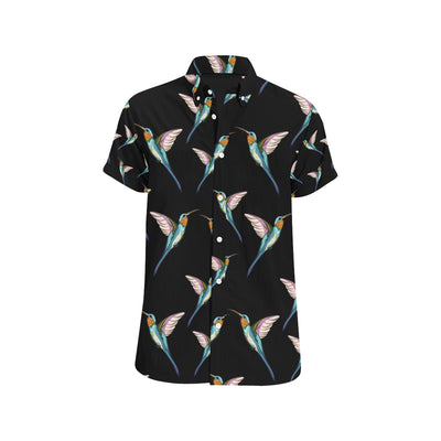 Hummingbird Pattern Print Design 06 Men's Short Sleeve Button Up Shirt