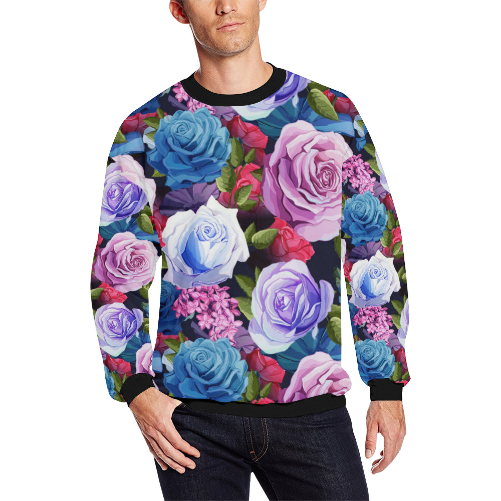 Rose Pattern Print Design RO09 Men Long Sleeve Sweatshirt
