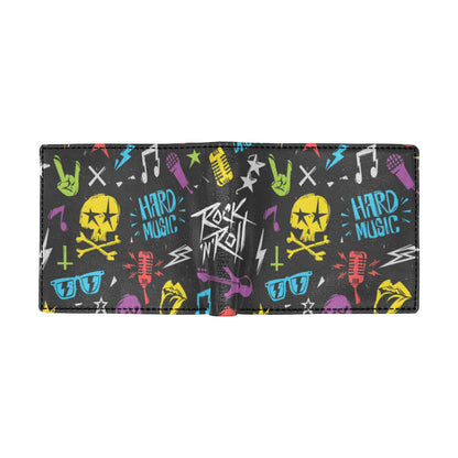Rock and Roll Pattern Print Design A02 Men's ID Card Wallet