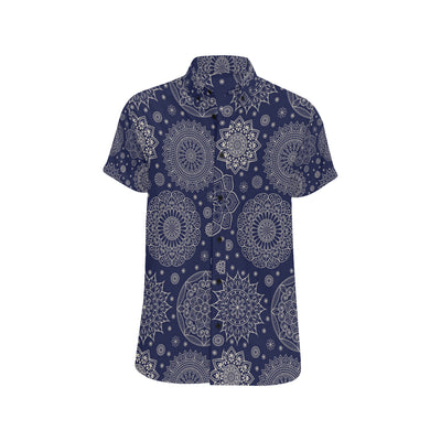 Mandala Pattern Print Design 02 Men's Short Sleeve Button Up Shirt