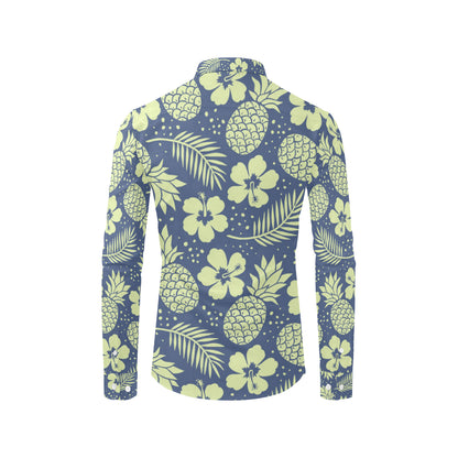 Pineapple Pattern Print Design PP07 Men's Long Sleeve Shirt
