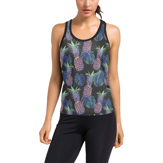 Pineapple Pattern Print Design PP04 Women's Racerback Tank Top