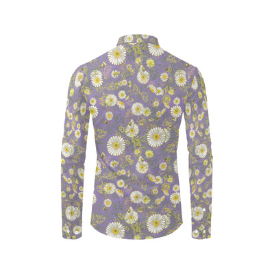 Daisy Pattern Print Design DS011 Men's Long Sleeve Shirt